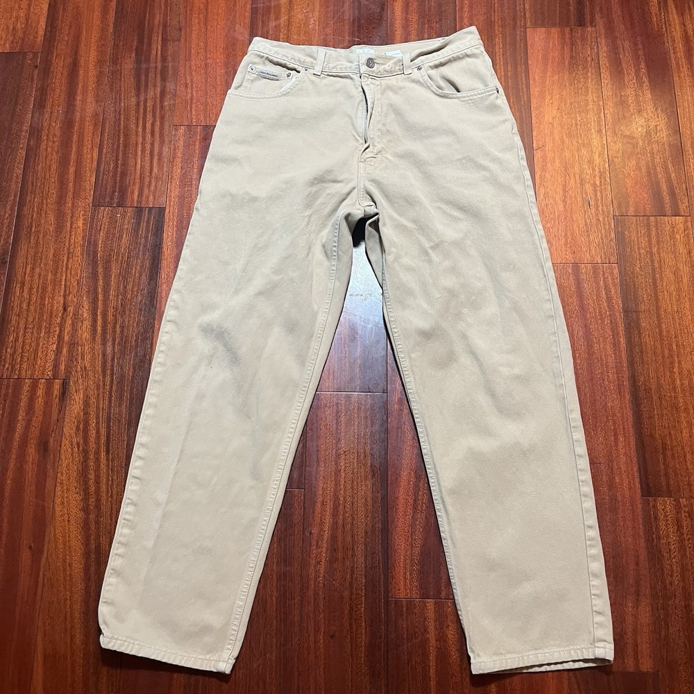 Calvin Klein Jeans Mens 34 32x30 Beige Relaxed Straight 100% Cotton Denim READ *